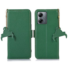 Leather Case Stands Flip Cover Holder A10D for Motorola Moto G14 Green