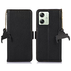 Leather Case Stands Flip Cover Holder A10D for Motorola Moto G54 5G Black