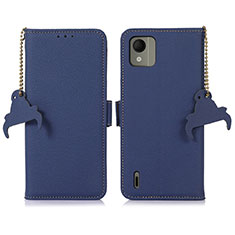 Leather Case Stands Flip Cover Holder A10D for Nokia C110 Blue