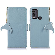 Leather Case Stands Flip Cover Holder A10D for Nokia C22 Mint Blue