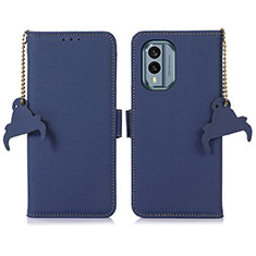 Leather Case Stands Flip Cover Holder A10D for Nokia X30 5G Blue