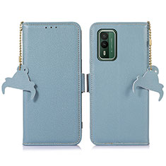 Leather Case Stands Flip Cover Holder A10D for Nokia XR21 Mint Blue