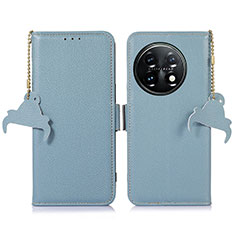 Leather Case Stands Flip Cover Holder A10D for OnePlus 11 5G Mint Blue