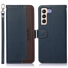 Leather Case Stands Flip Cover Holder A10D for Samsung Galaxy S22 5G Blue