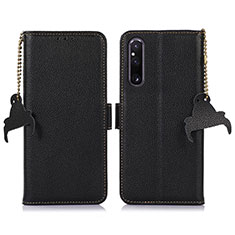 Leather Case Stands Flip Cover Holder A10D for Sony Xperia 1 V Black