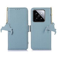 Leather Case Stands Flip Cover Holder A10D for Xiaomi Mi 14 5G Mint Blue