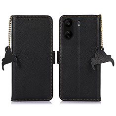 Leather Case Stands Flip Cover Holder A10D for Xiaomi Redmi 13C Black