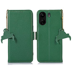 Leather Case Stands Flip Cover Holder A10D for Xiaomi Redmi 13C Green