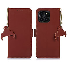 Leather Case Stands Flip Cover Holder A11D for Huawei Honor X6a Brown