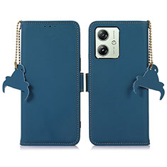 Leather Case Stands Flip Cover Holder A11D for Motorola Moto G54 5G Blue