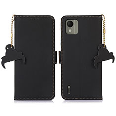 Leather Case Stands Flip Cover Holder A11D for Nokia C110 Black