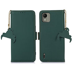Leather Case Stands Flip Cover Holder A11D for Nokia C110 Green