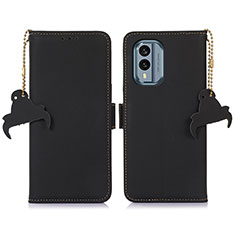 Leather Case Stands Flip Cover Holder A11D for Nokia X30 5G Black