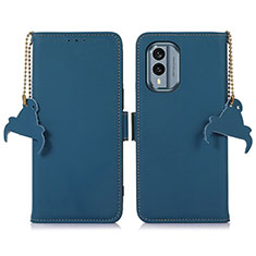 Leather Case Stands Flip Cover Holder A11D for Nokia X30 5G Blue
