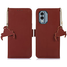 Leather Case Stands Flip Cover Holder A11D for Nokia X30 5G Brown