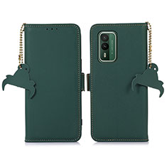 Leather Case Stands Flip Cover Holder A11D for Nokia XR21 Green