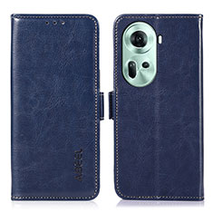 Leather Case Stands Flip Cover Holder A11D for Oppo Reno11 5G Blue