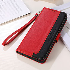 Leather Case Stands Flip Cover Holder A11D for Samsung Galaxy S22 5G Red