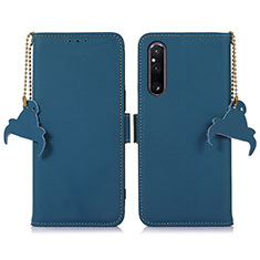 Leather Case Stands Flip Cover Holder A11D for Sony Xperia 1 V Blue