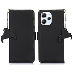 Leather Case Stands Flip Cover Holder A11D for Xiaomi Redmi 12 4G Black