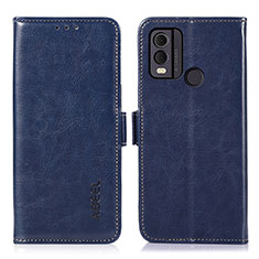 Leather Case Stands Flip Cover Holder A12D for Nokia C22 Blue