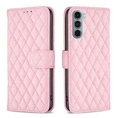 Leather Case Stands Flip Cover Holder B01F for Motorola Moto Edge S30 5G Pink