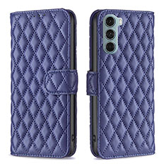 Leather Case Stands Flip Cover Holder B01F for Motorola Moto G200 5G Blue