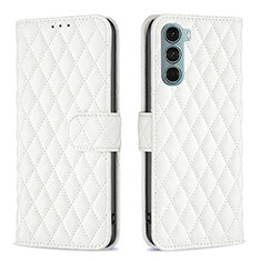 Leather Case Stands Flip Cover Holder B01F for Motorola Moto G200 5G White