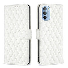 Leather Case Stands Flip Cover Holder B01F for Motorola Moto G41 White