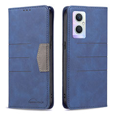 Leather Case Stands Flip Cover Holder B01F for OnePlus Nord N20 5G Blue