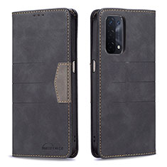 Leather Case Stands Flip Cover Holder B01F for OnePlus Nord N200 5G Black