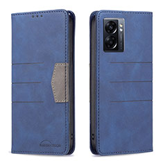 Leather Case Stands Flip Cover Holder B01F for OnePlus Nord N300 5G Blue