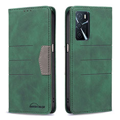 Leather Case Stands Flip Cover Holder B01F for Oppo A16 Green