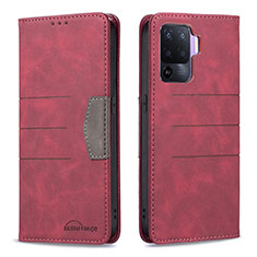 Leather Case Stands Flip Cover Holder B01F for Oppo A94 4G Red