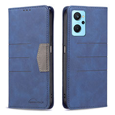 Leather Case Stands Flip Cover Holder B01F for Oppo A96 4G Blue