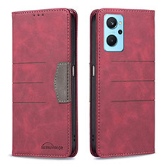 Leather Case Stands Flip Cover Holder B01F for Oppo A96 4G Red