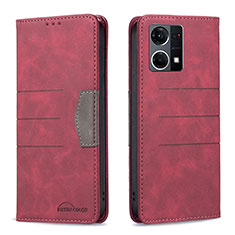 Leather Case Stands Flip Cover Holder B01F for Oppo F21s Pro 4G Red