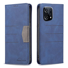 Leather Case Stands Flip Cover Holder B01F for Oppo Find X5 5G Blue