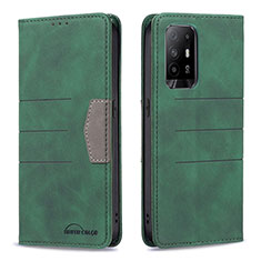 Leather Case Stands Flip Cover Holder B01F for Oppo Reno5 Z 5G Green