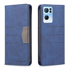 Leather Case Stands Flip Cover Holder B01F for Oppo Reno7 Pro 5G Blue