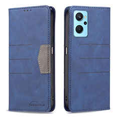 Leather Case Stands Flip Cover Holder B01F for Realme 9i 4G Blue
