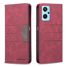 Leather Case Stands Flip Cover Holder B01F for Realme 9i 4G Red