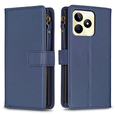 Leather Case Stands Flip Cover Holder B01F for Realme C51 Blue