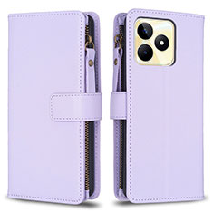 Leather Case Stands Flip Cover Holder B01F for Realme C51 Clove Purple