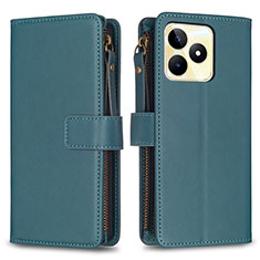 Leather Case Stands Flip Cover Holder B01F for Realme C51 Green