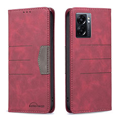 Leather Case Stands Flip Cover Holder B01F for Realme V23 5G Red