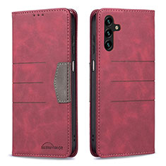 Leather Case Stands Flip Cover Holder B01F for Samsung Galaxy A04s Red