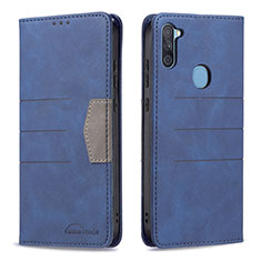 Leather Case Stands Flip Cover Holder B01F for Samsung Galaxy A11 Blue