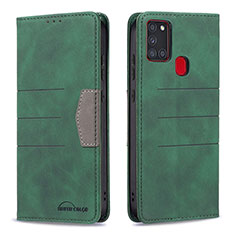 Leather Case Stands Flip Cover Holder B01F for Samsung Galaxy A21s Green