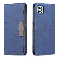 Leather Case Stands Flip Cover Holder B01F for Samsung Galaxy A22 5G Blue
